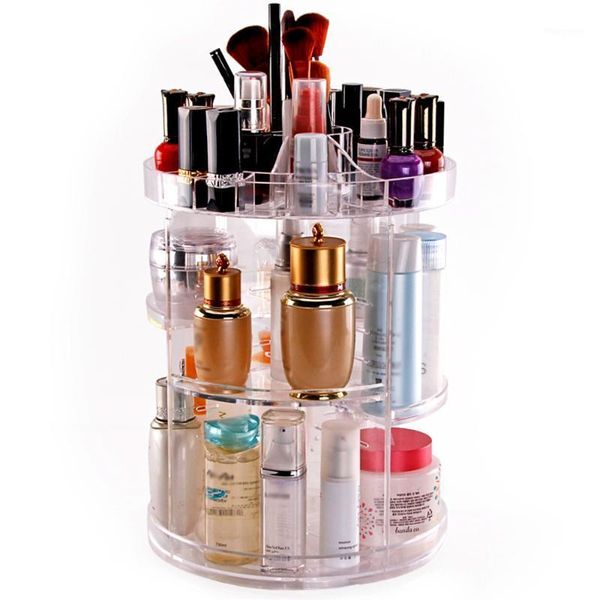 

acrylic makeup organizer 360-degree rotating cosmetic organizer adjustable cosmetic storage box, fits for cosmetics, brushes1