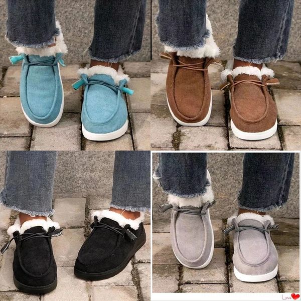 

59ibq fashion pedal plus winter boot cotton kid shose women ladies warm and velvet cotton shoes outdoor velvet leisure mountaineering snow, Black