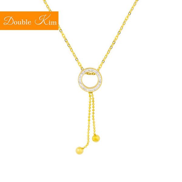 

lap inlay zircon pendant necklace titanium stainless steel gold color chain necklaces fashion women jewelry exquisite gift, Silver