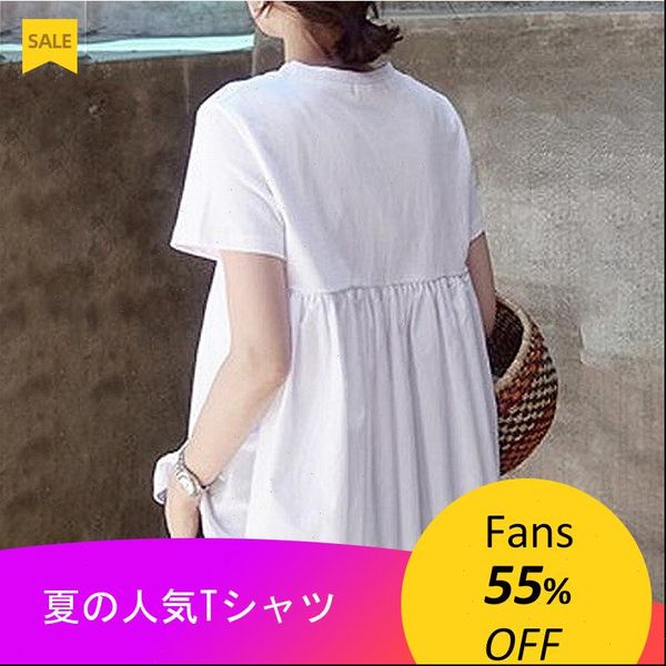 

2021 summer korean japan women chic new t shirt short sleeves loose casual pure white black shirt leisure tee minimalist