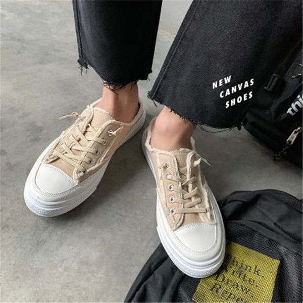 

non-brand summer half slippers men's version of the trend of a pedal lazy shoes breathable baotou men's shoes, Black