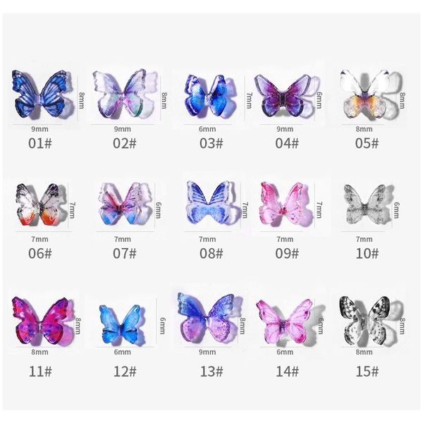 

2pcs nail art 3d metal glitter butterfly decoration three nsional butterfly golden alloy jewelry nail accessories nail decor wmtydb