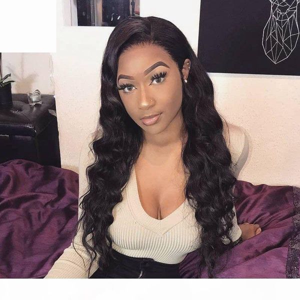 

full lace human hair wigs for woman pre plucked natural hairline brazilian remy hair lace front hair wigs 130% density, Black;brown