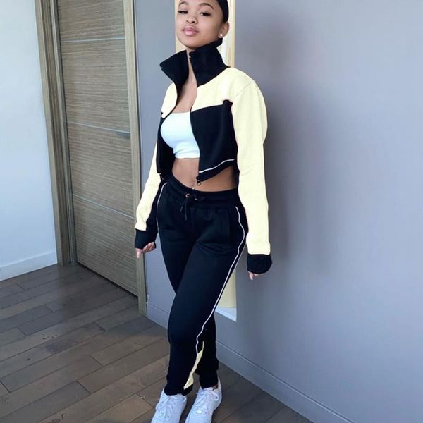 

tnnaoff fall two piece tracksuits women set trendy clothing turtleneck long sleeve sweatpants loung wear matching sets, Gray