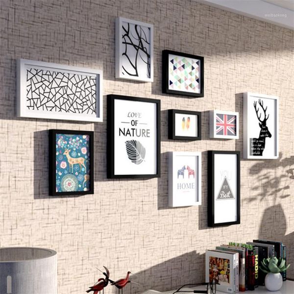 

frames 10pcs/set wood po set wall decor picture american style multi-frame diy paper mounted frame marcos de madera1