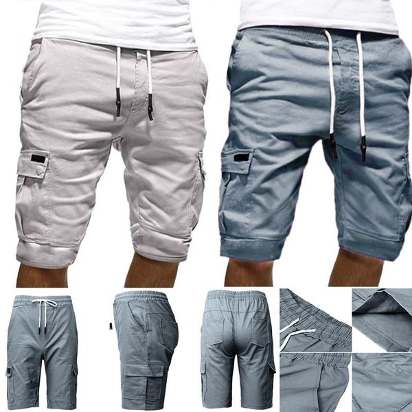

mens cargo shorts mens beach shorts loose work casual short pants men's multi-pocket sports fitness, White;black