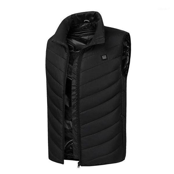 

2020 new warming heated men's vest usb charging intelligent adjustable temperature men coat winter warm safety men vests1, Black;white