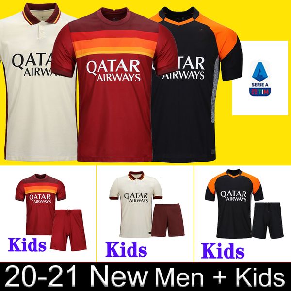 

2021 as roma soccer jersey dzeko totti pellegrini maillot de foot kolarov kluivert football shirt home away babykit soccer jerseys men+kids, Black;yellow