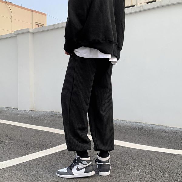 

2021 men's trousers spring and winter new thin woolen cloth bloomers pants leg male clothes 882h, Black