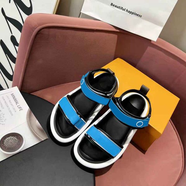 

fashion summer velcro straps calf leather beach sandal sldes women pool pillow comfort sandals slippers luxurys brand ladies cool flats slip, Black