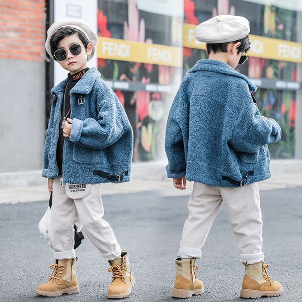 

and clothing boys' autumn winter coat spring 2020 new korean version zhongda children's thickened cashmere cardigan, Black