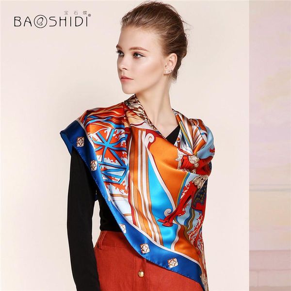 

baoshidi]100% silk fashion brand scarf,16m/ thick, infinity scarves women, elegant ladies scarfs, shawl woman latest design, Blue;gray