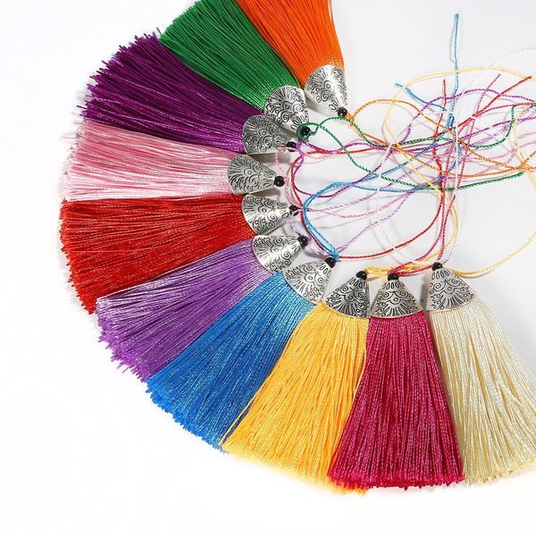 

2pcs lot 8cm metal cap tassel diy key cell phone bag fringe trim tassels pendant sewing curtain garments accessories h wmtxva