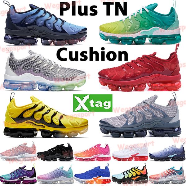 

cushion running shoes men sports trainers plus tn triple university red black white lemon lime hyper violet obsidian p blue sneakers