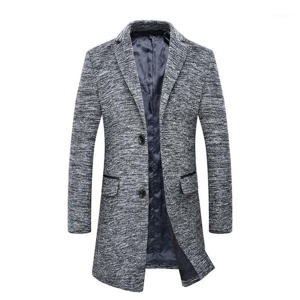 

2020 new lange winterjas mannen long turn down collar wool jacket man1, Black