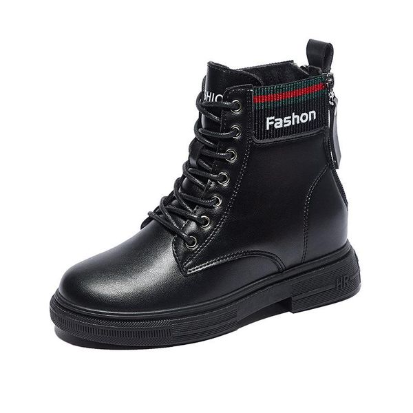 

2021 winter increase martin boots plus cashmere student thick-soled tide short boots women, Black