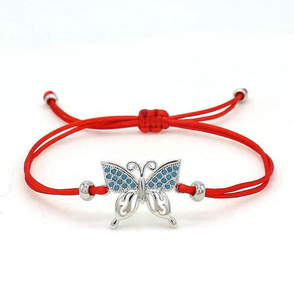 

cute bear brand inlaid turquoises butterfly bracelets red rope string charm bracelet for women jewelry girl girlfriend gift, Golden;silver