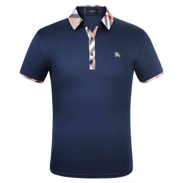

luxury bbr b family new plaid collar men's plain cotton short sleeve t-shirt summer polo 2802#, White;black
