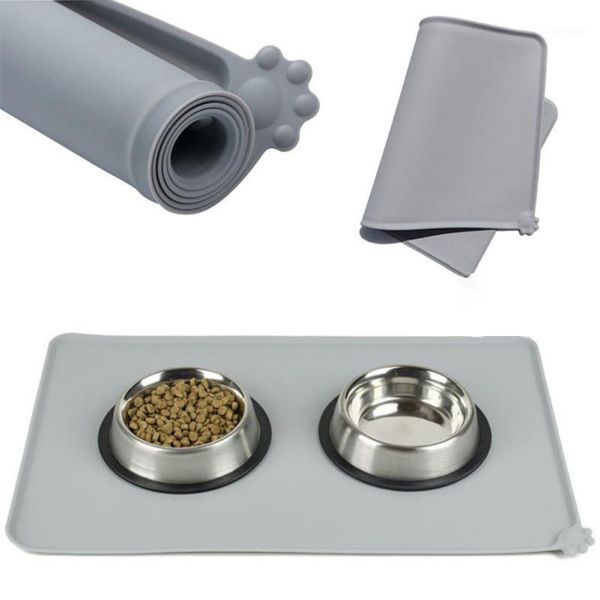 

waterproof pet mat for dog cat solid color silicone pet pad bowl drinking mat dog feeding easy washing1