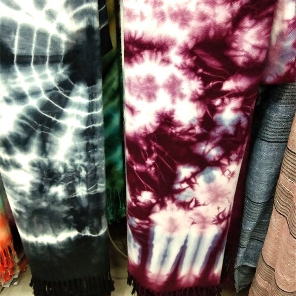 

diy wax tie dyed color blank white scarf fashion handmade tassels scarves for women soft shawl winter warm scarf long pashmina f120702, Red;brown