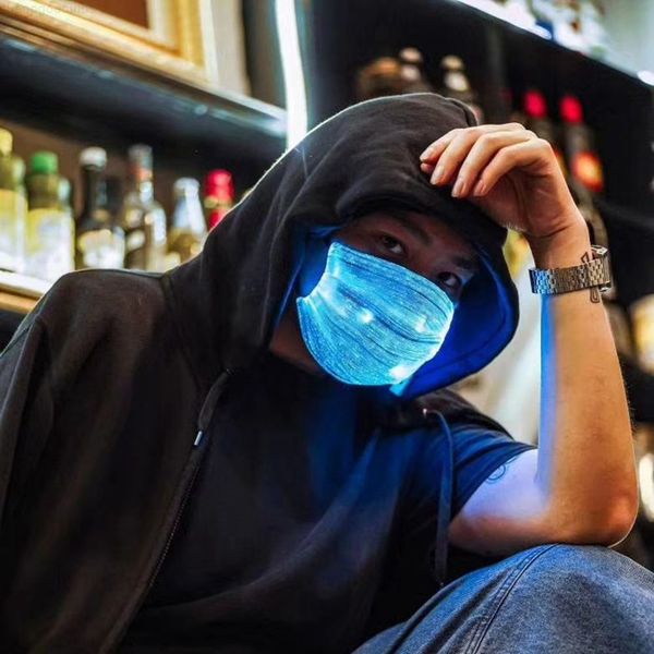 

100pcs glowing 7 colors luminous led face veil masks for christmas party festival masquerade rave mask with dhl ing