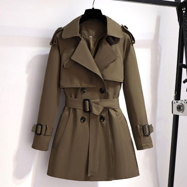 

women's trench coats spring autumn women coat korean casual loose ladies windbreaker long section belt british style overcoat 4xl y525, Tan;black