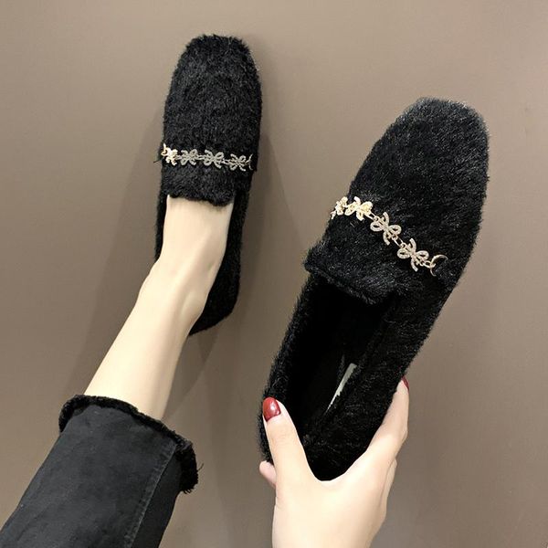 

han edition suede shoes 2020 new female fashion low help shoes female joker doug winter add wool maomao, Black