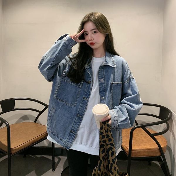 

denim jacket women's spring autumn 2021 new loose style retro hong kong style clothes, Black;brown