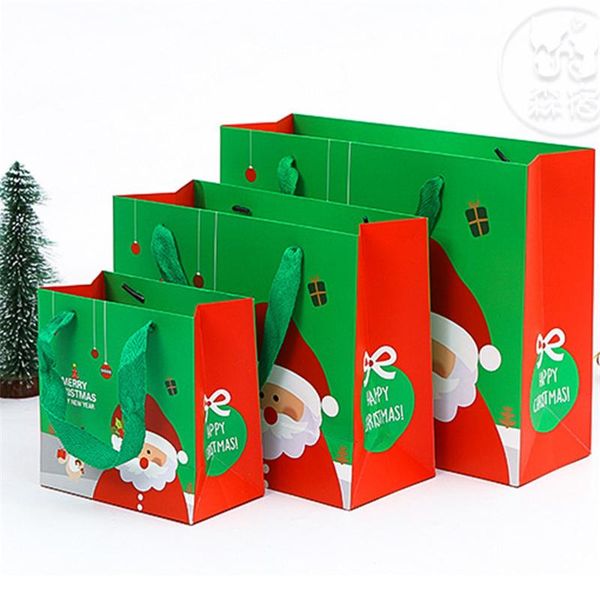 

stobag 10шт рождество санта-клаус зеленый красный сумки ручка бумаги для выпечки печенья шоколада пакет supplies торт украшение bbysuz soif