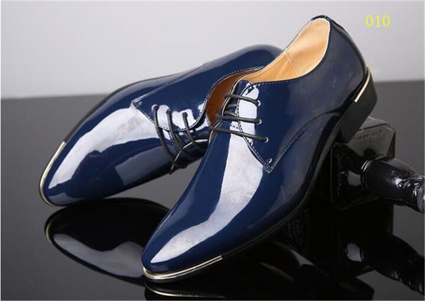 

men formal shoes breathable lace-up flat business pointed toe wedding shoes pu leather male dress shoes new, Black