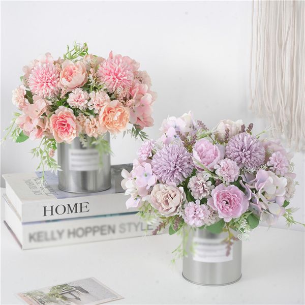 

7 branches artificial flowers bouquet fake peony silk hydrangea bridal hand flower wedding home centerpieces decor jk2101xb