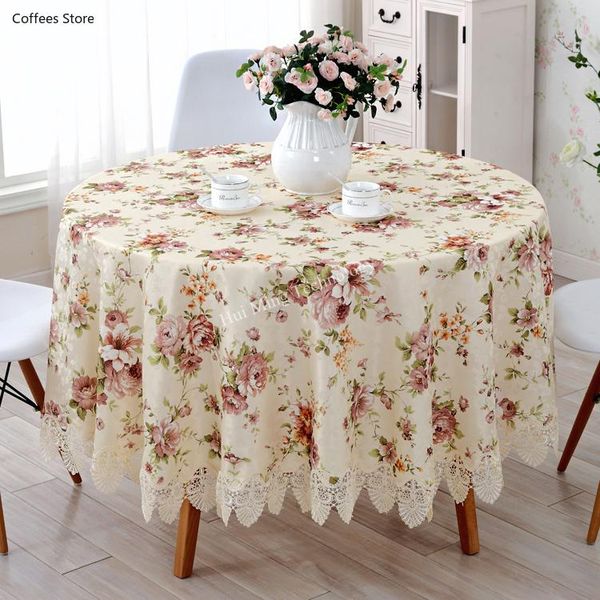 

table cloth european style lace tablecloth hollow garden flower fabric cover towels round 1301