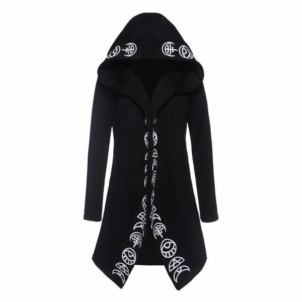 

2019 spring gothic casual cool chic black plus size women sweatshirts loose cotton hooded plain print female punk hoodies witch1