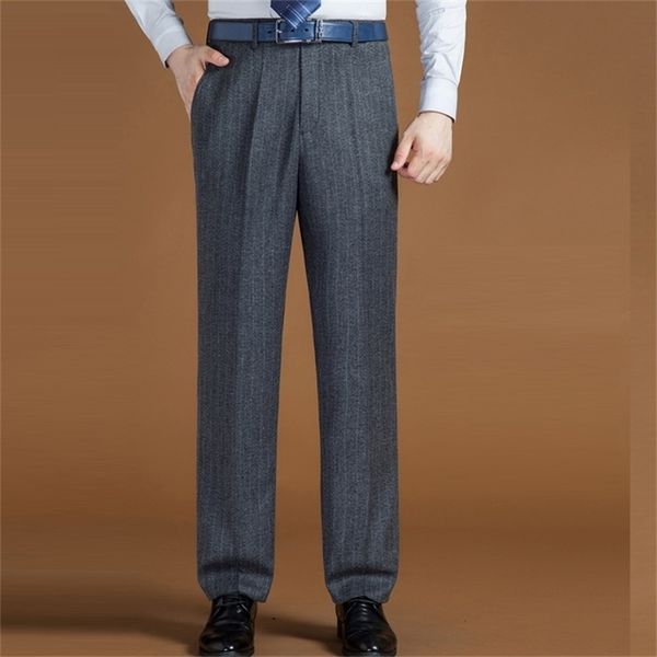 

icpans high waist wool men casual pants classic straight loose pleated black suit pant for men formal trousers mens size 42 44 201217