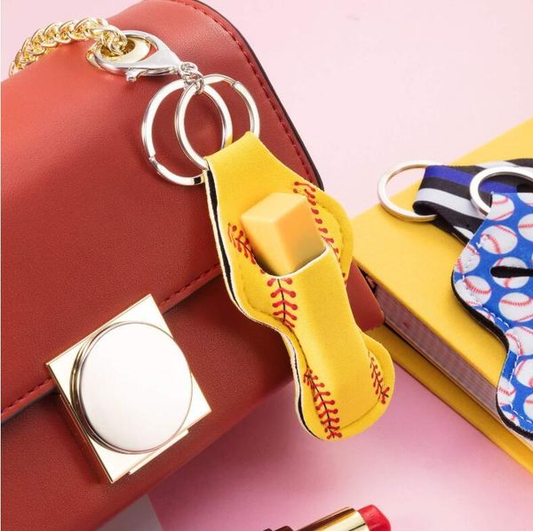 

neoprene keychain leopard keychian wrap lipstick cover party favor christmas gift sports printed chapstick holder yysy20outletyf9r