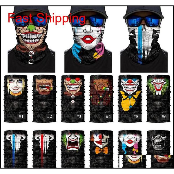 

3d pringting clown skull magic scarves outdoor cycling scarf fishing black pythons grain bandana camouflage face mack for man women ragy3, Blue;black