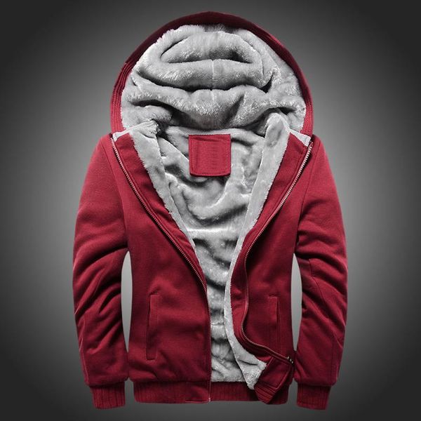 

2020 coat#g30 fashion winter male hooded fleece mens hoodie zipper warm men's sweatshirt outwear thick ketke, Black