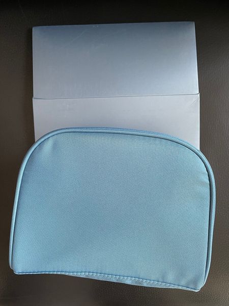 Nova Moda Blue Maquiagem Bag Estilo Clássico Capacidade Capacidade Cosmética Caso Vintage Party Maquiagem Organizador Saco De Embreagem Saco Com Caixa De Presente (Anita)