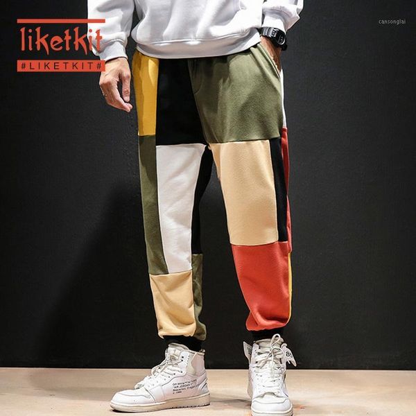 

liketkit casual harem pants men 2020 mens patchwork color loose joggers pants male japanese vintage streetwear cotton sweatpants1, Black
