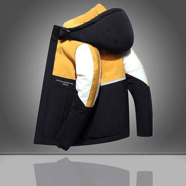 

down jacket men winter parkas coat white duck down filling mens jacket hooded outdoor thick warm padded snow coat windproof, Black