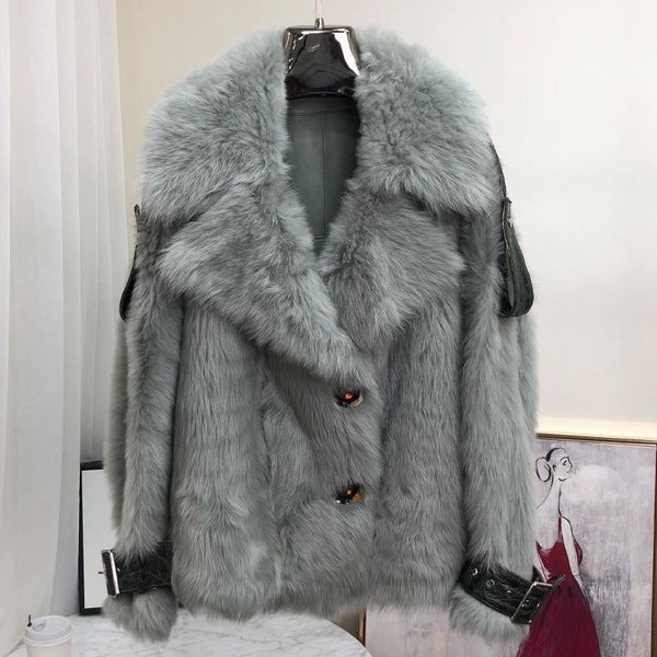 

women's natural fur coat winter jacket sheep shaerling real fur coat female furry luxury coats plaszcze damskie 8585 kj37911, Black