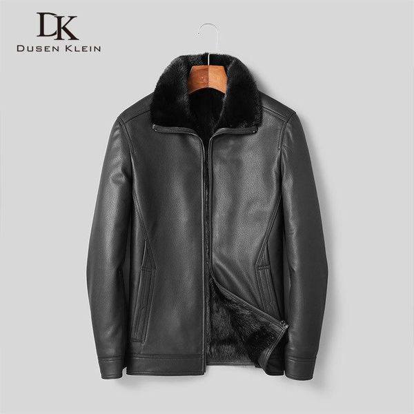 

men winter coat warm jackets thick outerwear genuine leather sheepskin+ coat 2020 new jacket t1832, Black