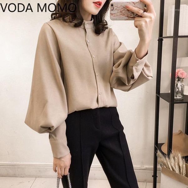 

office shirts for women stand collar2020 summer long sleeve women blouse elegant workwear female blusas femme1, White