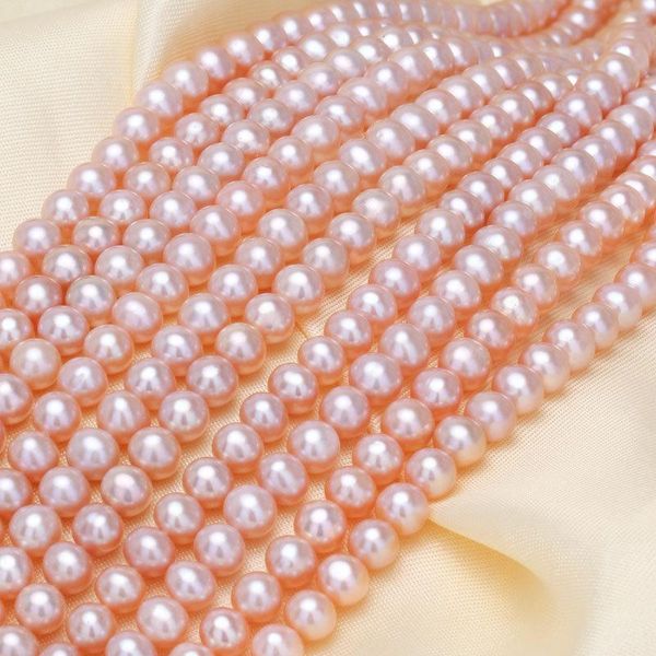

chains freshwater pearl necklace round shape with size 5-6mm perfect luster for jewelry diy loose strands, Silver
