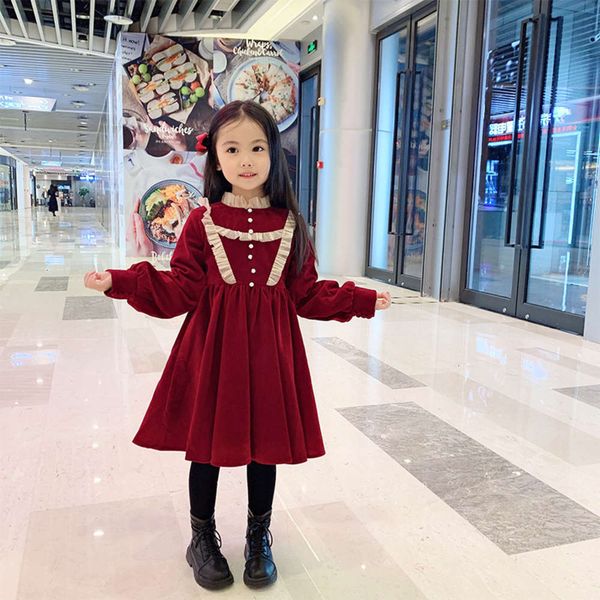 

day winter plush wine red new year's clothing girls' par drs, Red;yellow