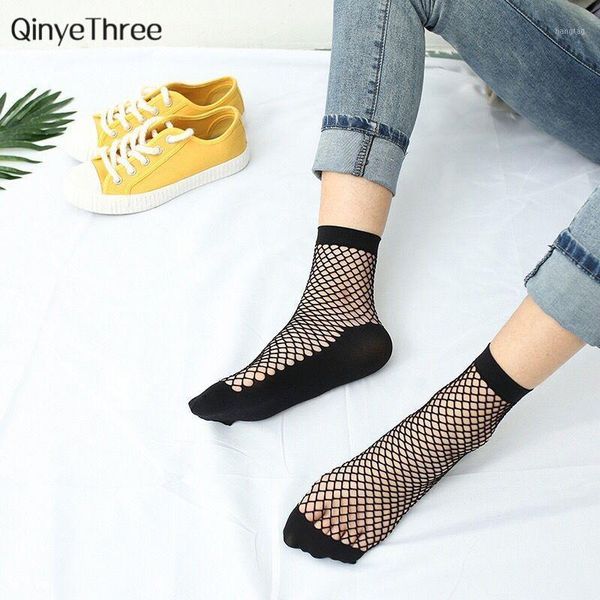 

1 pair black look through wild fishnet socks half and full mid hollow fashion short socks women summer thin sokken1, Black;white