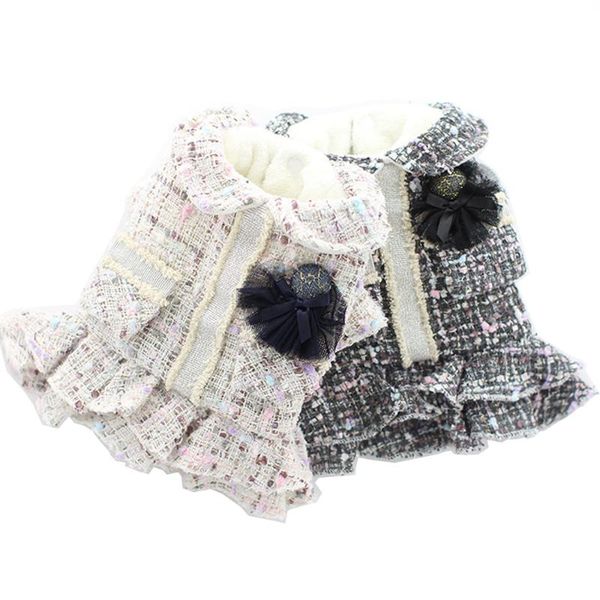 

dog clothes autumn princess flower dress for dogs flannel inside warm xs s m l xl