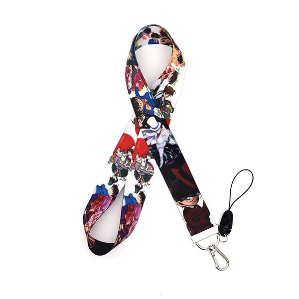 

conan watercolor printing closed lanyards detective phone case lanyard for keys edogawa konan keychain a250, Silver