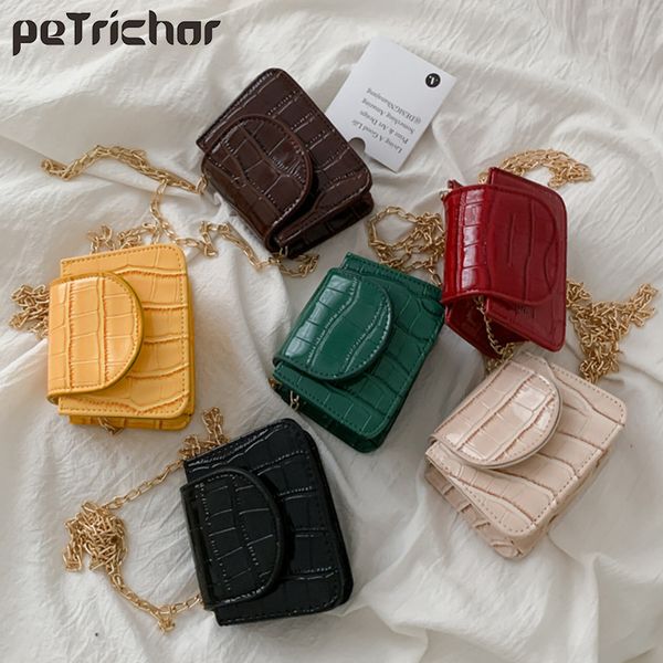 

mini small square flap bag brand fashion new quality pu leather women's handbag crocodile pattern chain shoulder messenger bags c0125