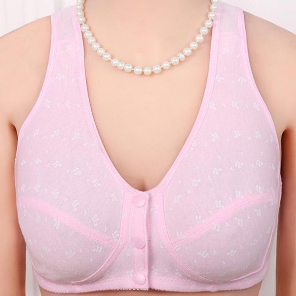 

the elderly cotton bra-buttoned mom vest style without steel ring thin bra old man plus-sized cloth underwear female1, Red;black